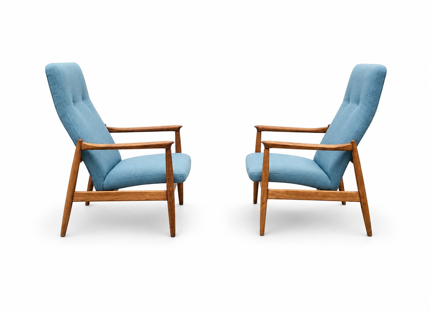 Set Of Two   1965 Chairs By Edmund Homa, Model Gfm 64 High Blue photo buy