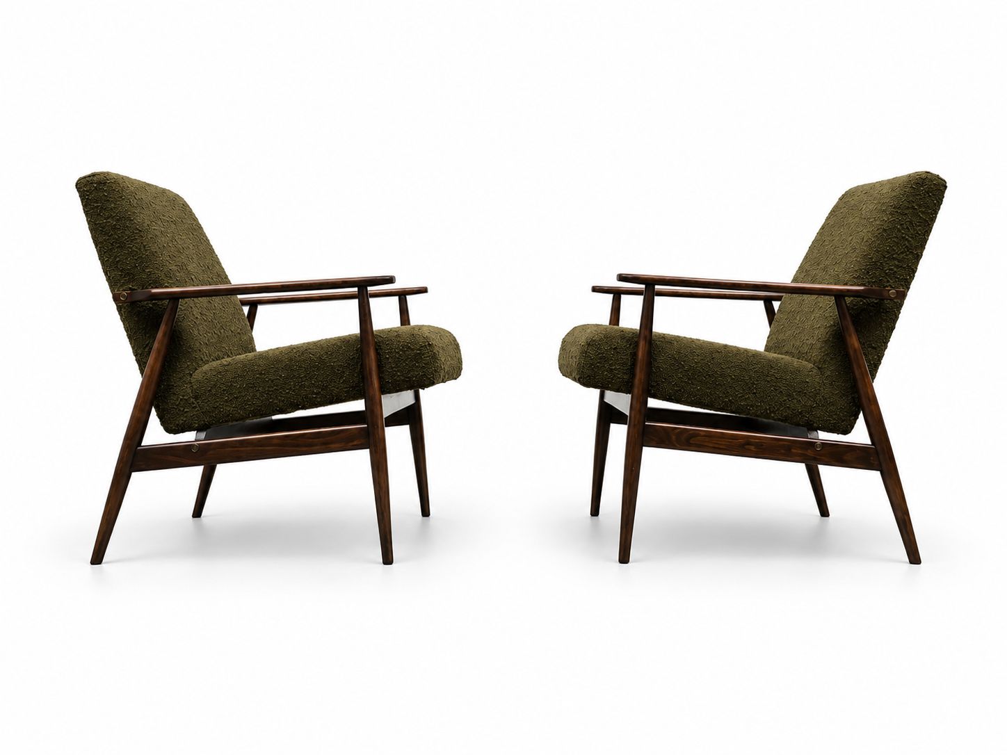 1960 Henryk Lis Armchair In Dark Green Boucle photo vintage