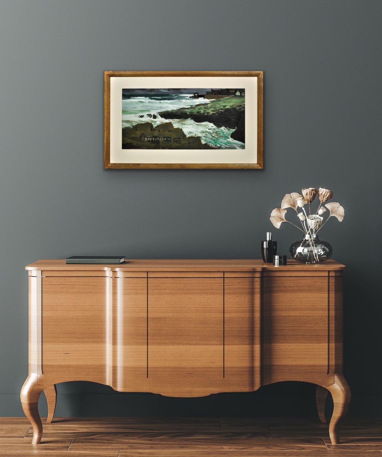 photo buy Donald Mcintyre 1923 To 2009. English. Craster From North. Northumberland. Oil On Board. Framed.