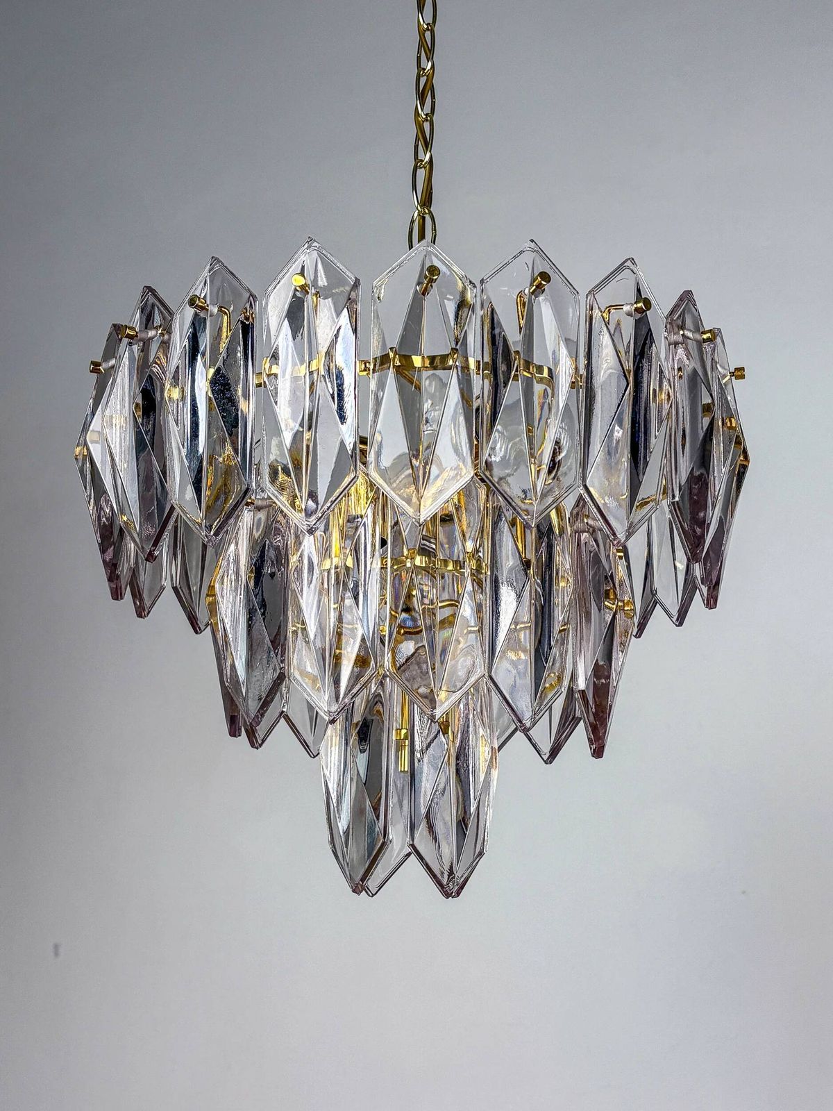 Jt Kalmar Chandelier Cut Glass 3 Tiers Austria 1970s photo Lighting