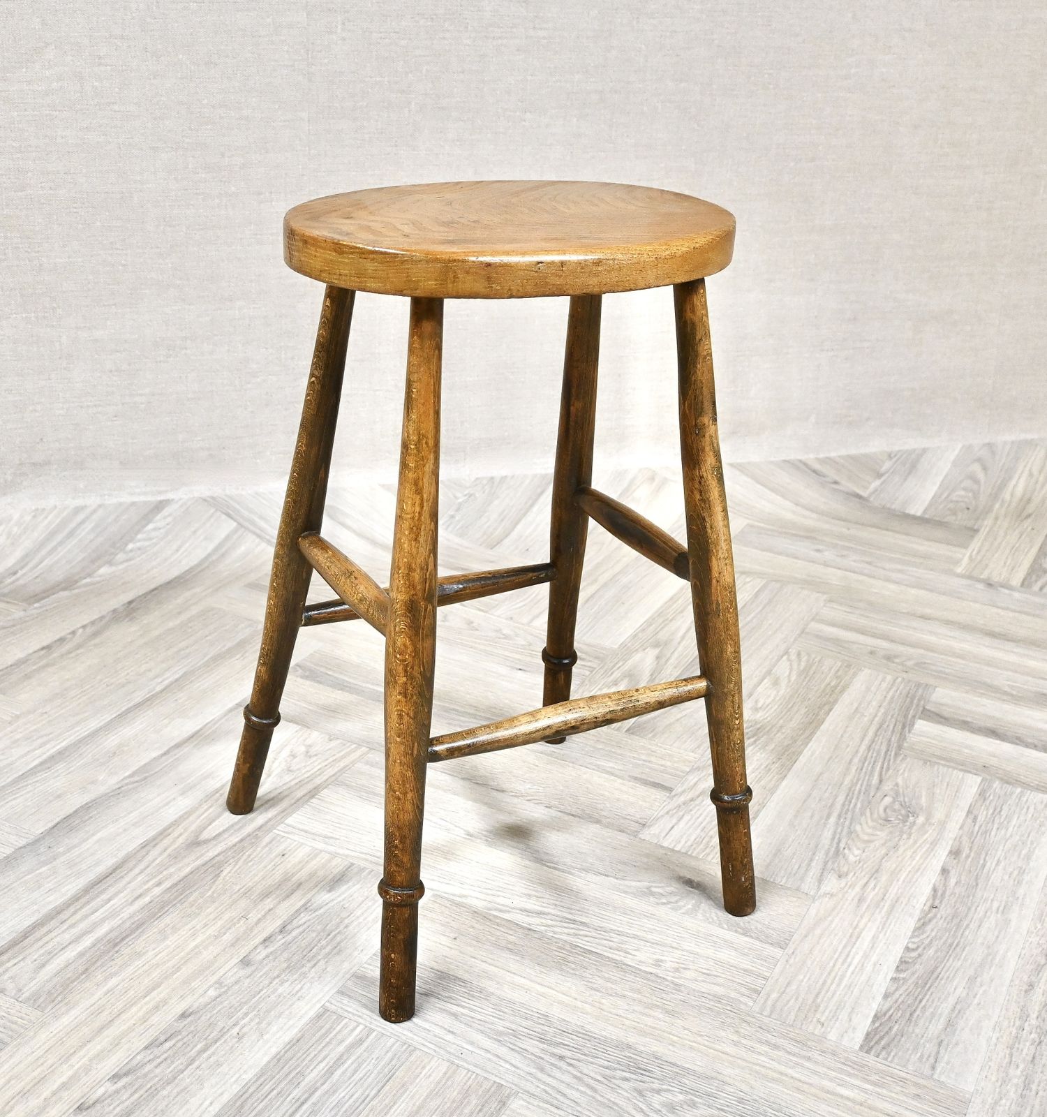 Tall Oval Seated Antique Country Stool photo furniture