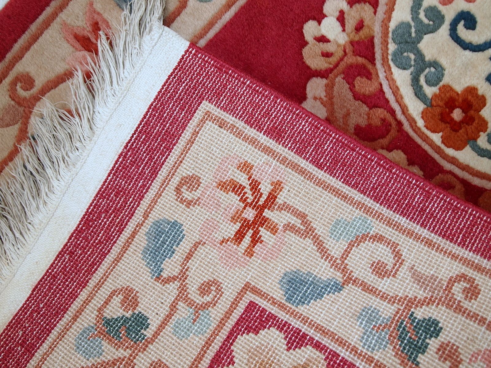 photo furniture Tapis chinois Art déco en laine, fait main - 2,5' x 4,5', années 1970