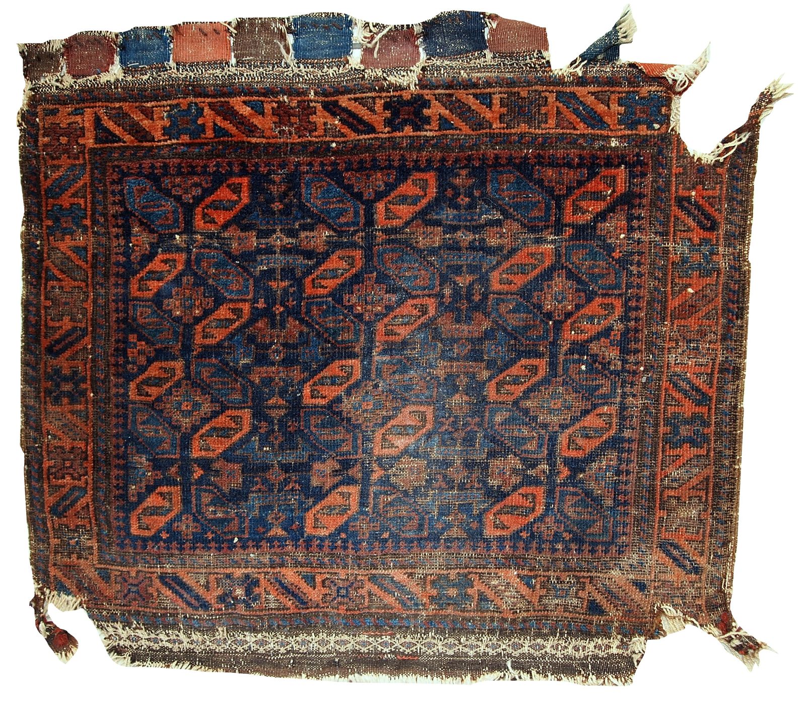 Tapis bagface Baluch afghan d'époque, 2.4' x 2.6', laine, années 1880