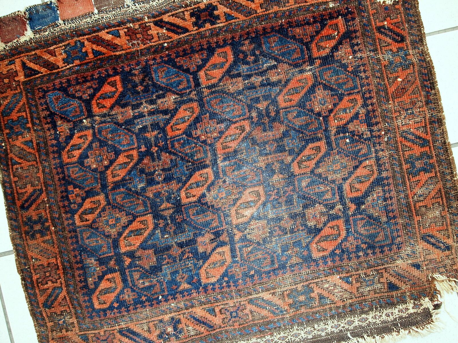 Antiek Afghaans Baluch bagface tapijt 2.4' x 2.6' | Wol | jaren 1880 photo buy