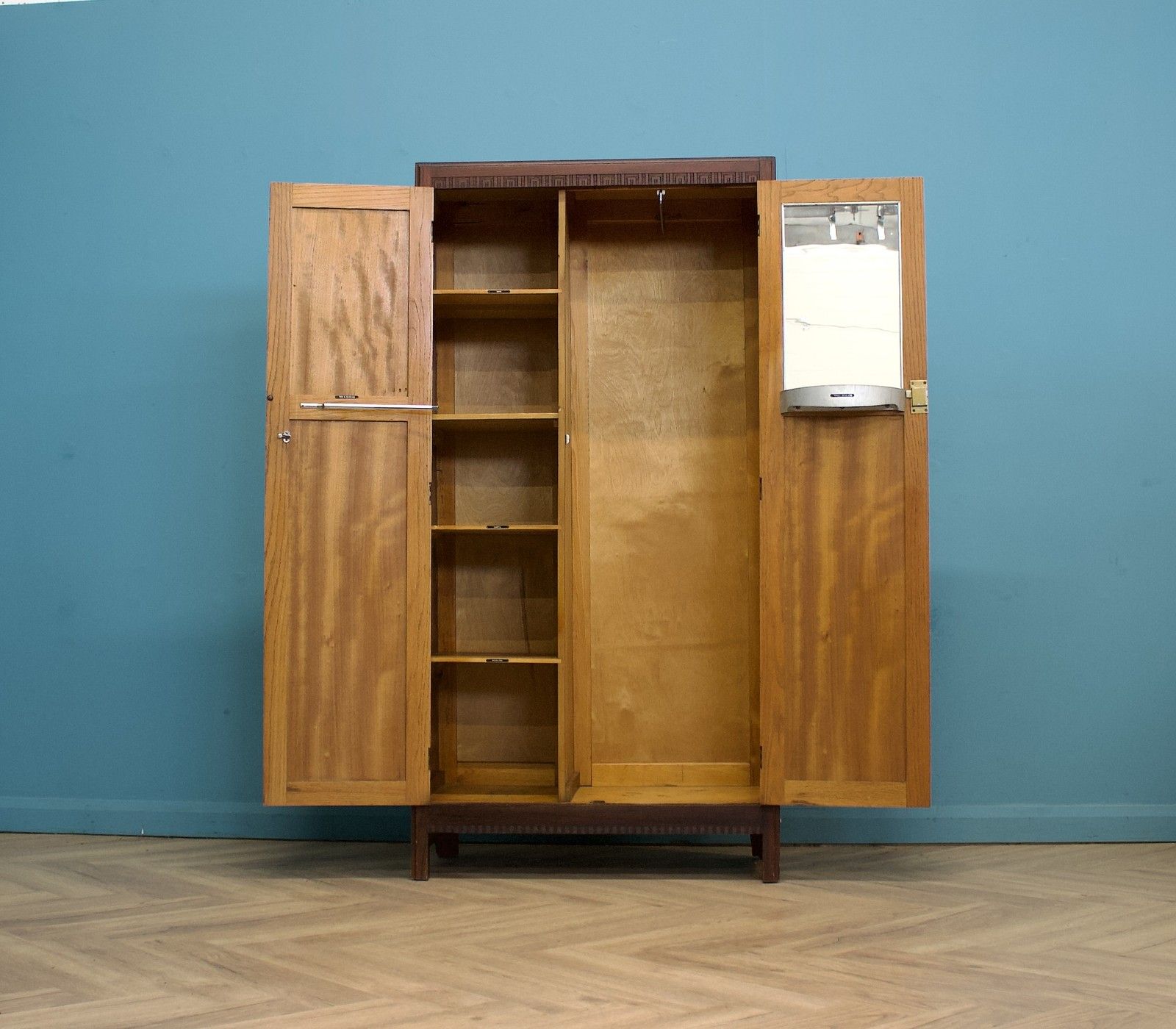 Vintage Art Deco Style Oak Compact Compactum Wardrobe, 1930s, #1788 photo for sale