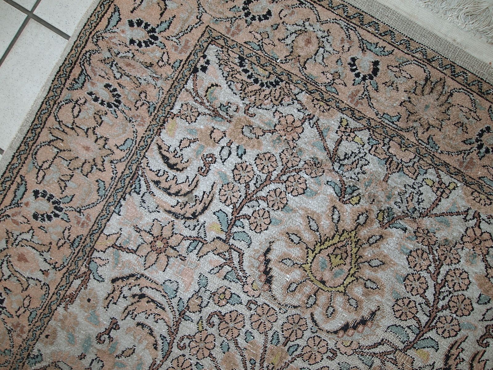 Vintage Silk Indo Tabriz Rug 3.2' X 5.3' (1950s, India) photo Textiles