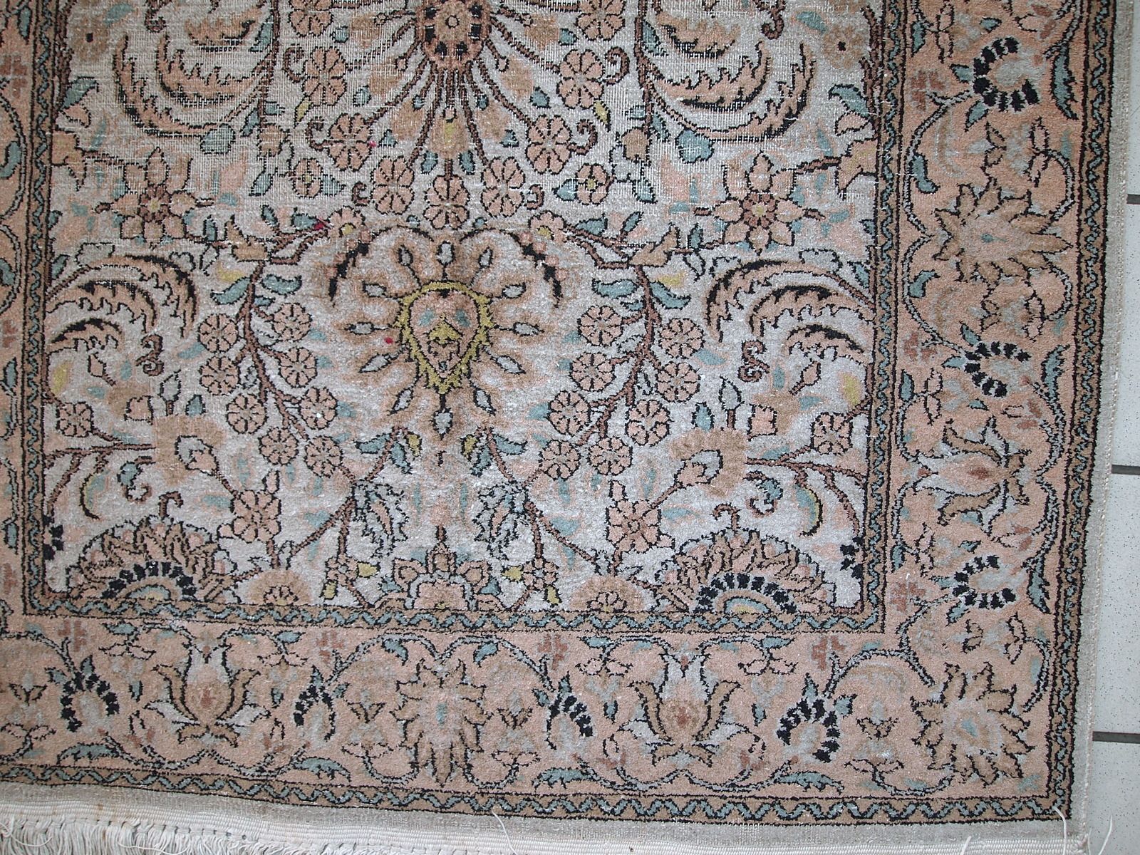 Vintage Silk Indo Tabriz Rug 3.2' X 5.3' (1950s, India) photo vintage
