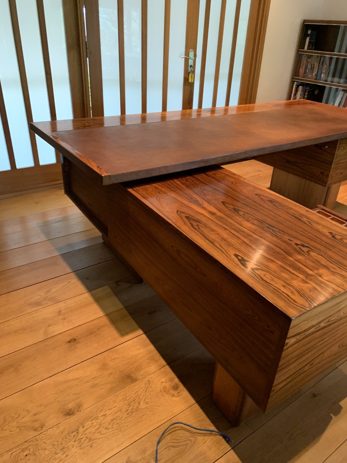 Furniture Gorgeous Mid Century Rosewood And Leather Desk Vgc photo