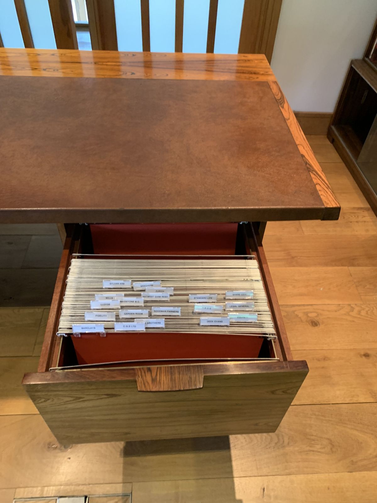 photo vinterior Gorgeous Mid Century Rosewood And Leather Desk Vgc