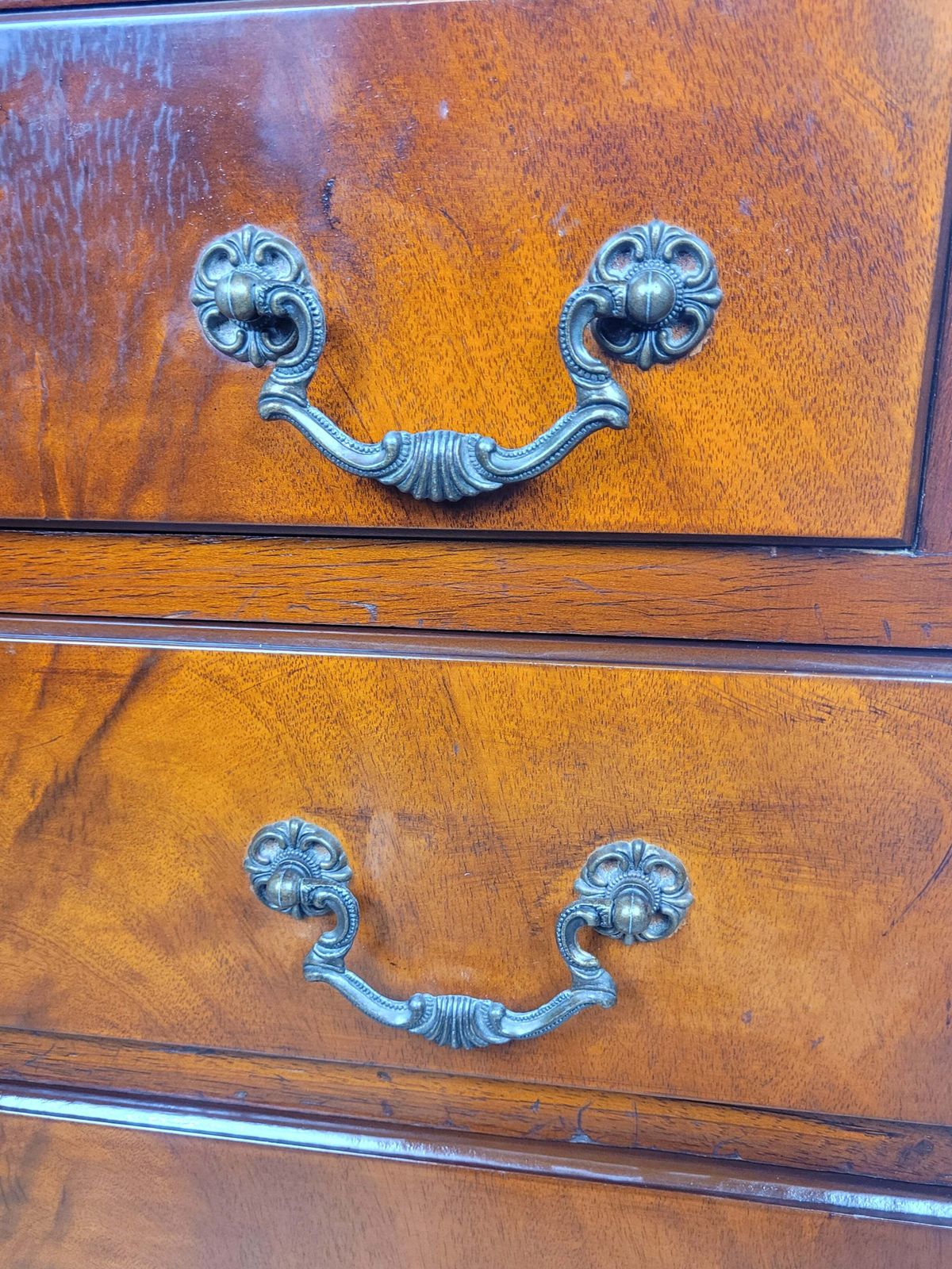 photo vinterior Vintage Writing Bureau Desk Lock & Key Mid Century Mahogany