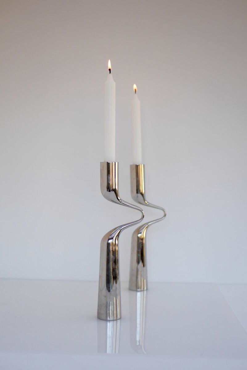 Vintage Sculptural Candleholders By Mikaela Dörfel, 2000s, Set Of 2 photo vintage
