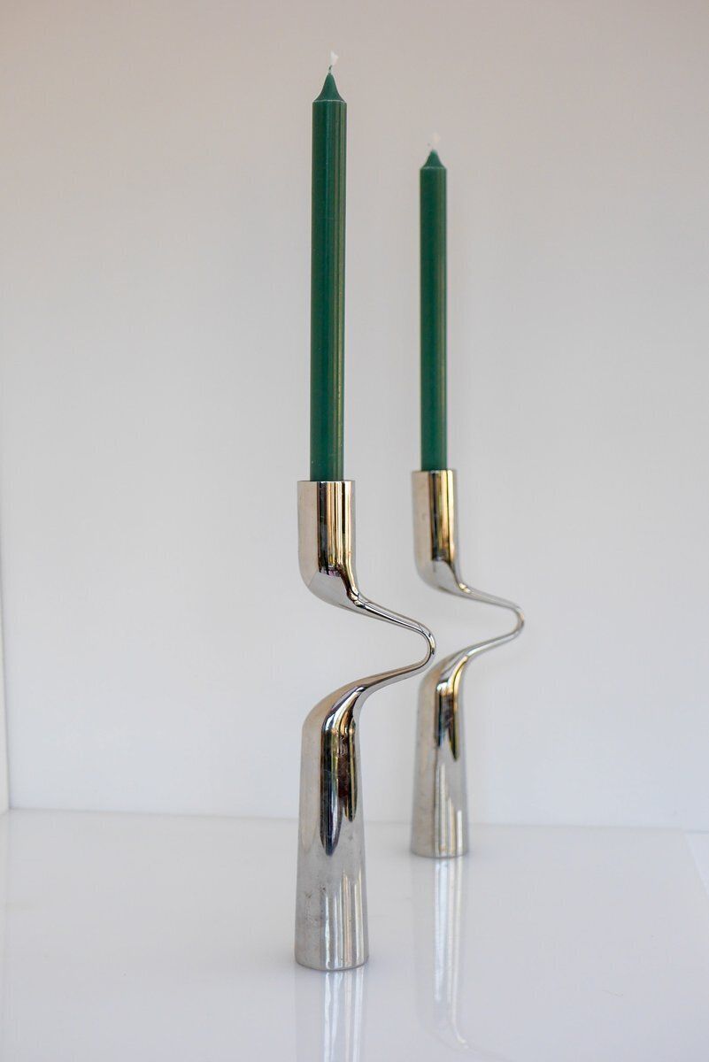 photo for sale Vintage Sculptural Candleholders By Mikaela Dörfel, 2000s, Set Of 2