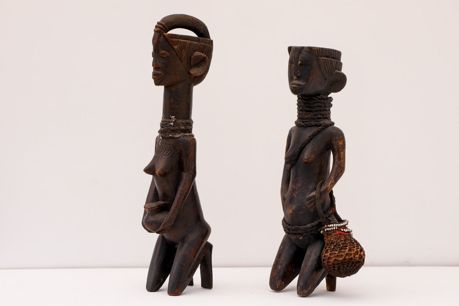 Mid 20th Century Traditional African Hardwood Tribal Nude Female Statues, 1920s, Set Of 2 photo buy
