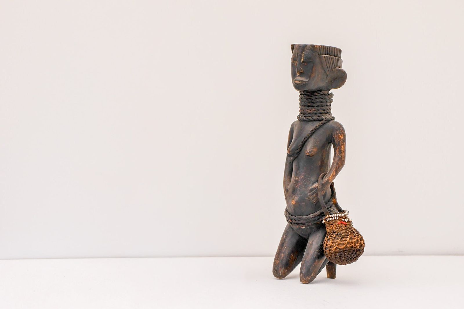 Mid 20th Century Traditional African Hardwood Tribal Nude Female Statues, 1920s, Set Of 2 photo vintage