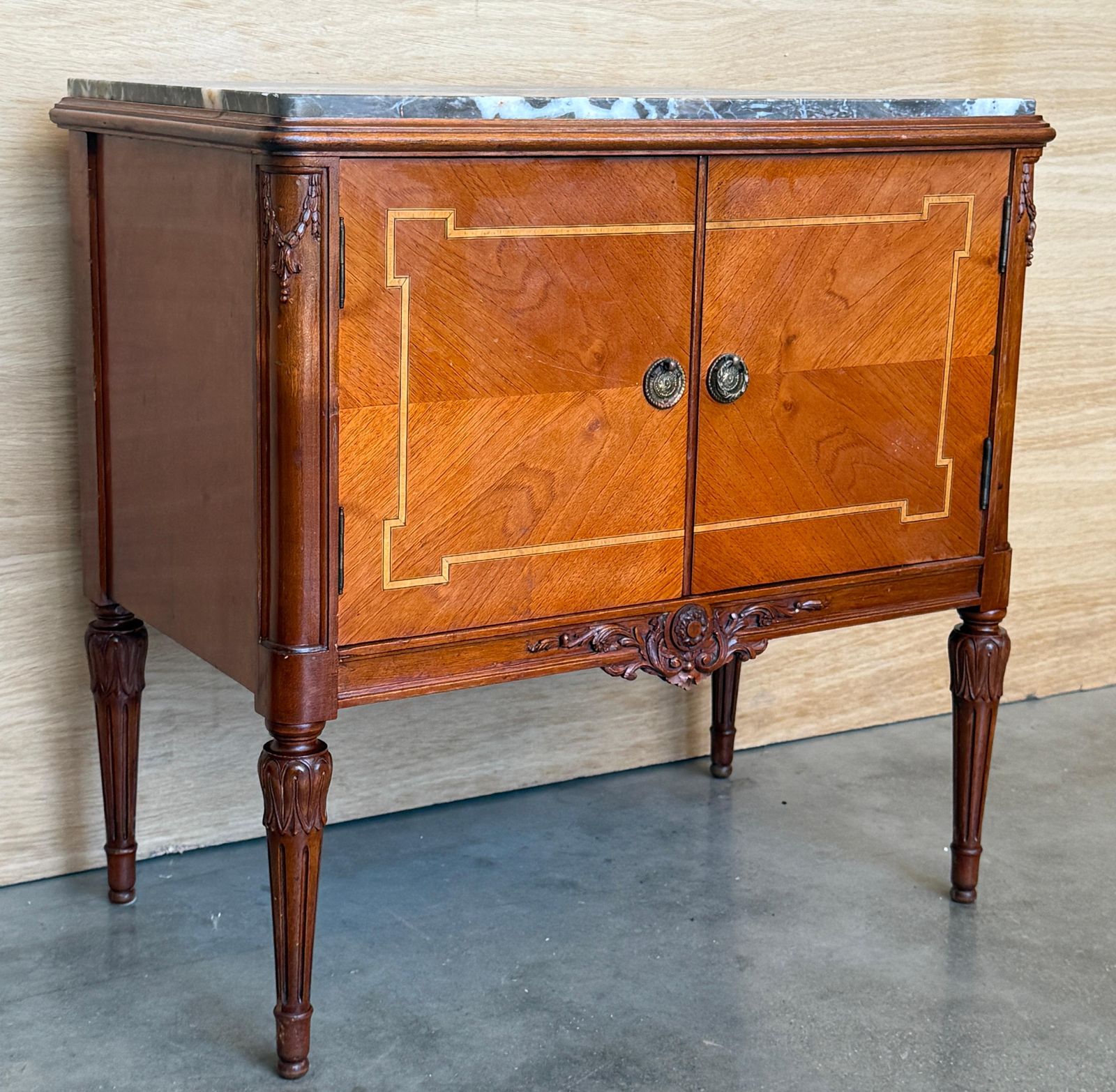 Pair Of French Auxiliary Cabinets With Marble Tops photo 2157.0
