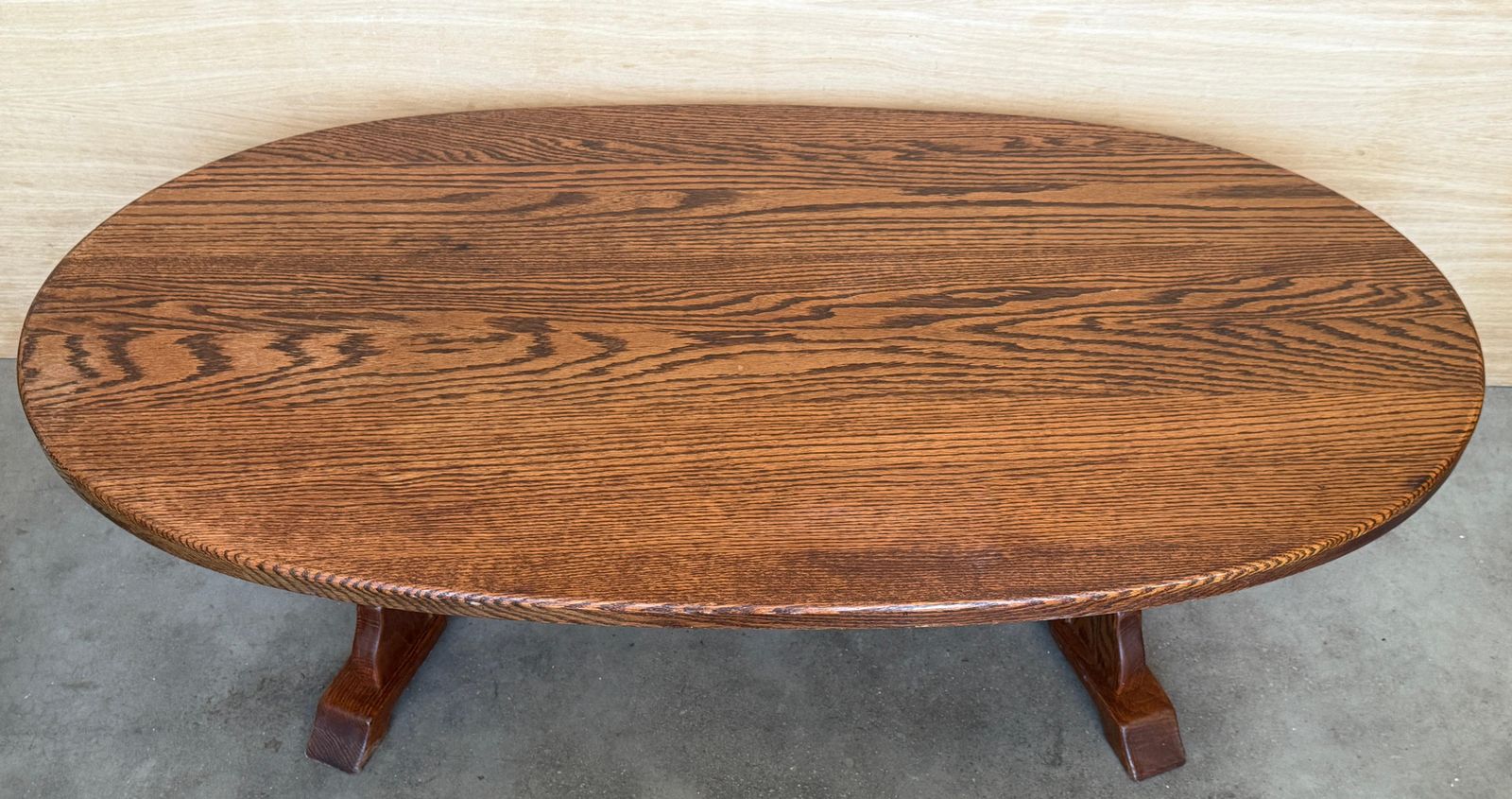 Low Oval Oak Table In Arts & Crafts Style photo vinterior