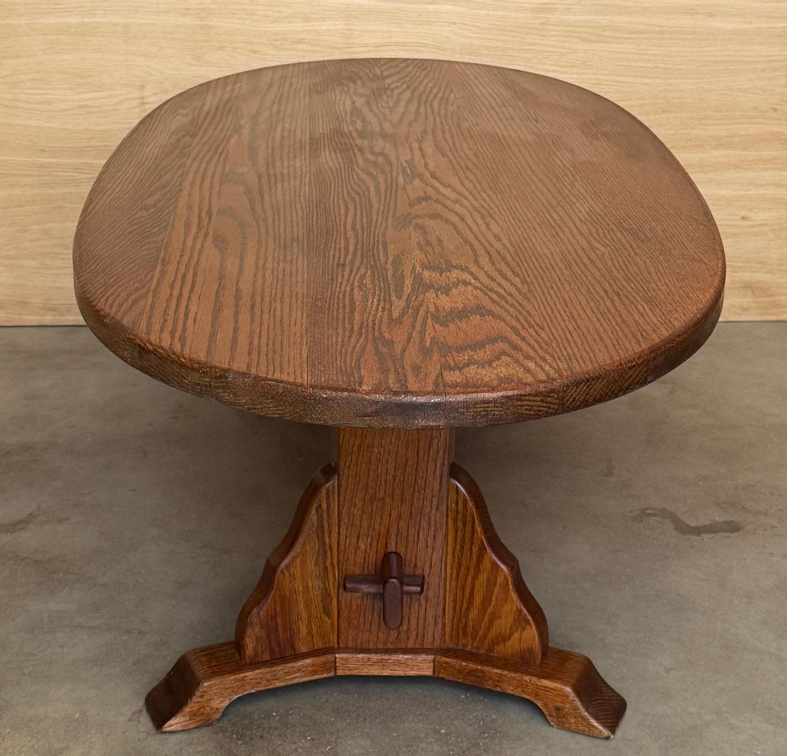 Low Oval Oak Table In Arts & Crafts Style photo vintage