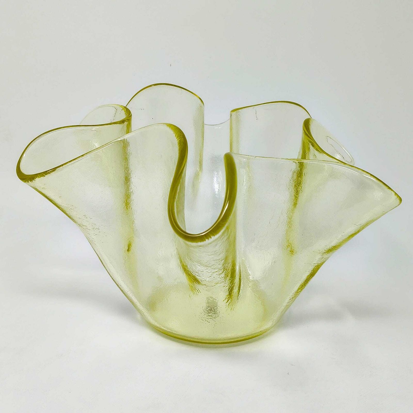 1970s Italian Murano Glass Yellow "Fazzoletto" Handkerchief Vase By Dogi photo Home Decor