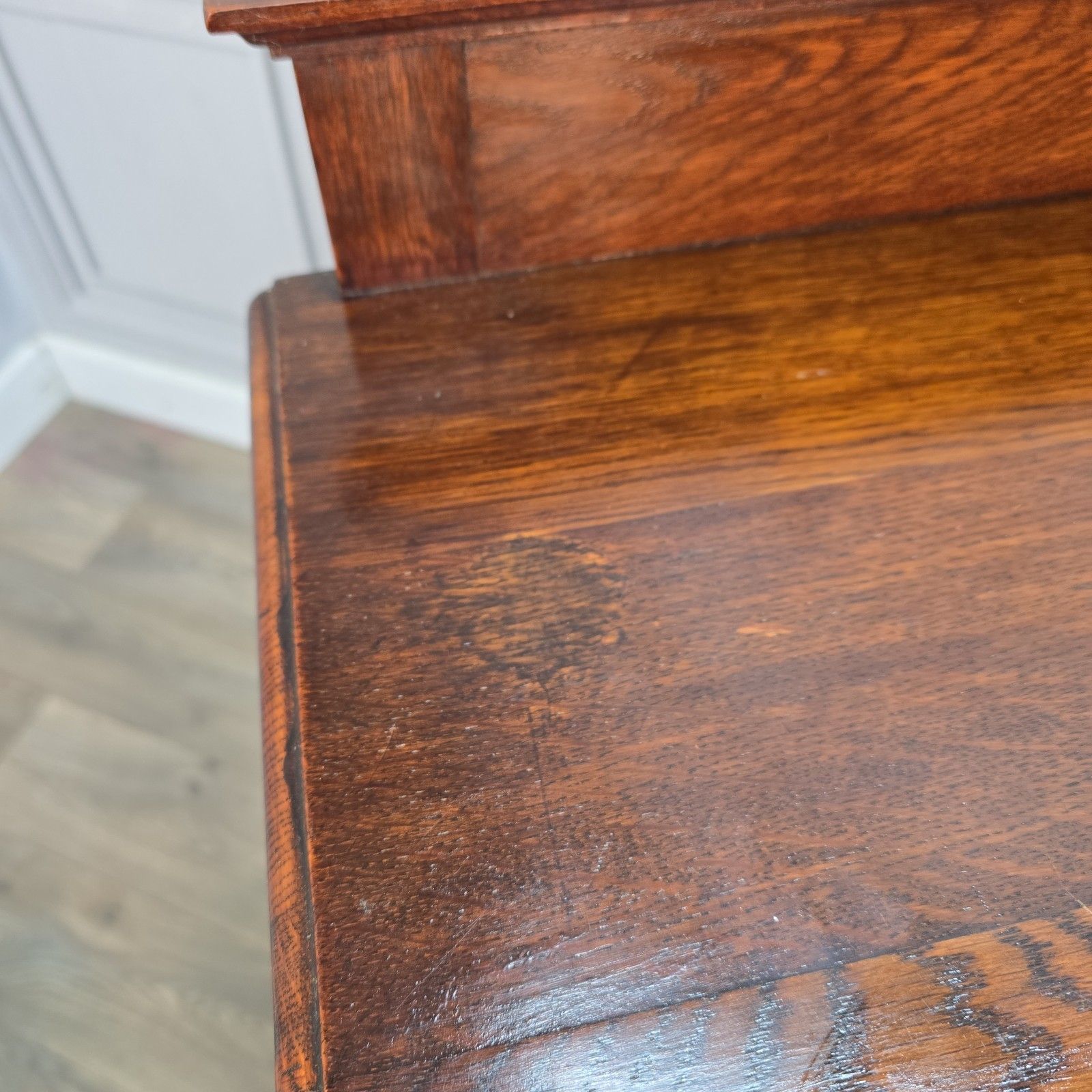 Antique Oak Hall Table Solid Wood Barley Twist Console Side Lamp Jacobean photo vintage