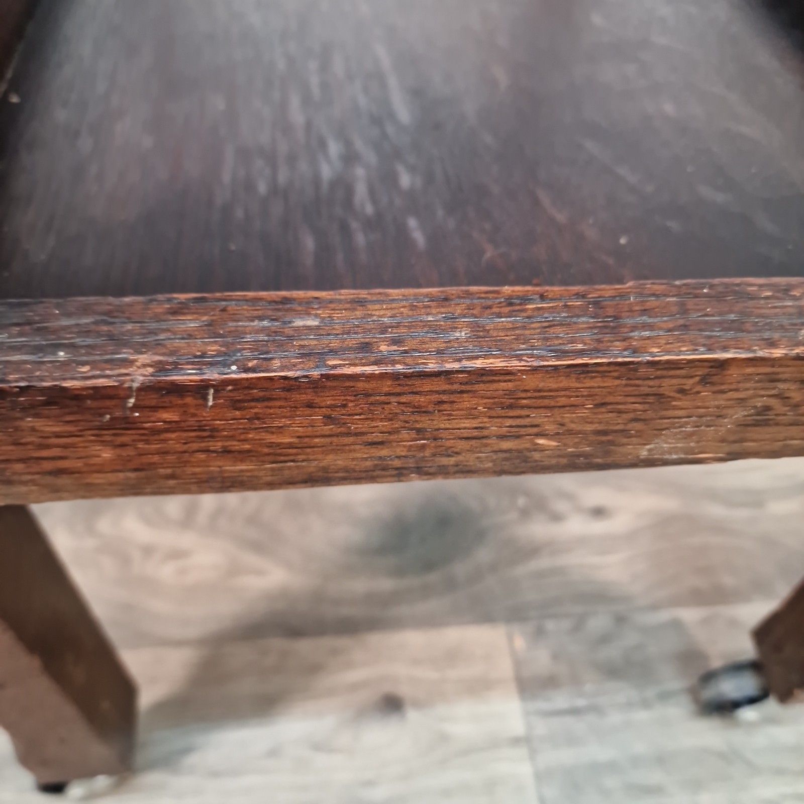 photo vinterior Antique Oak Drop Leaf Tea Trolley Serving Table & Drawer Solid Wooden Vintage