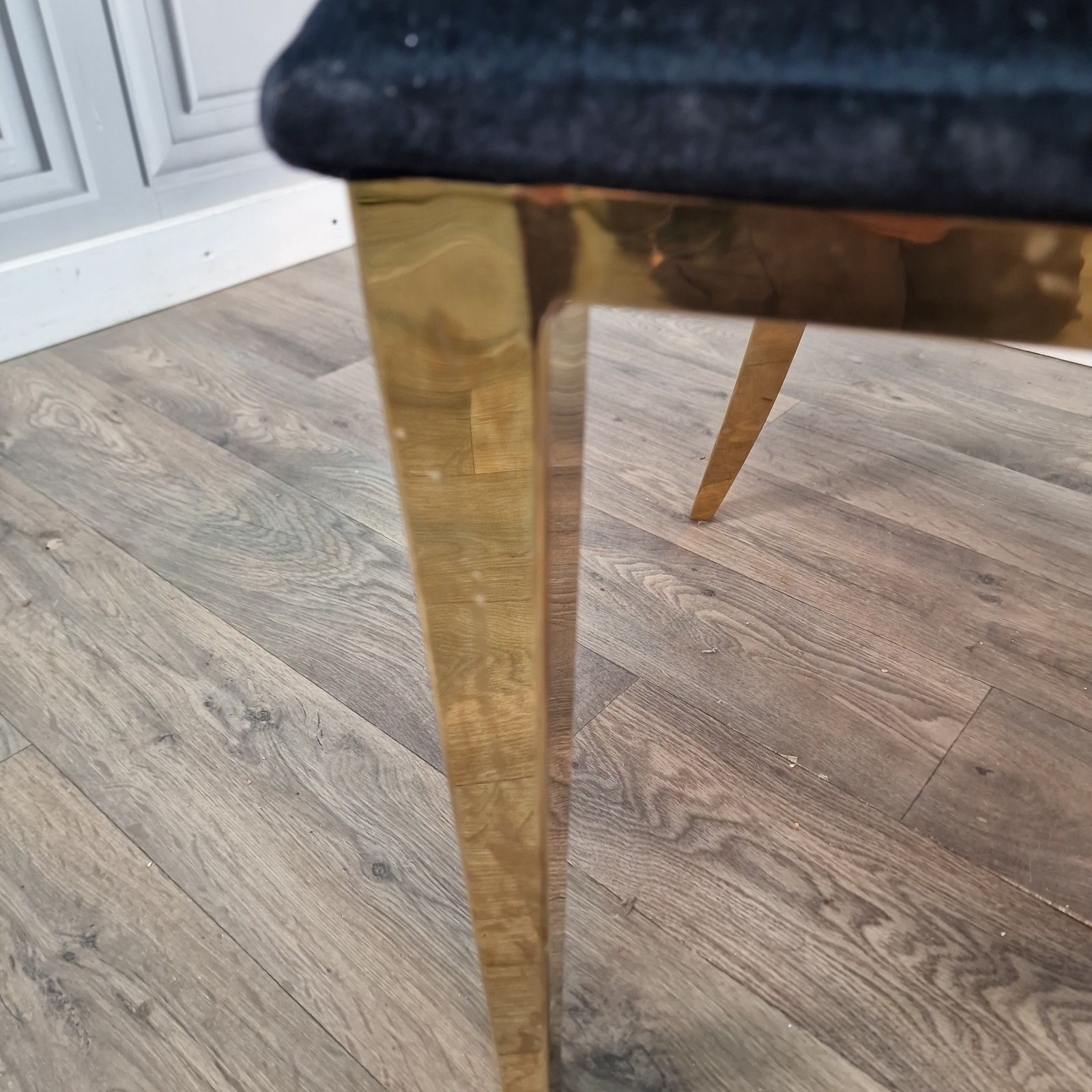 160.0 Vintage Dior Style Chairs Gold Upholstered Dining Bedroom Seats Retro Mcm Pair photo