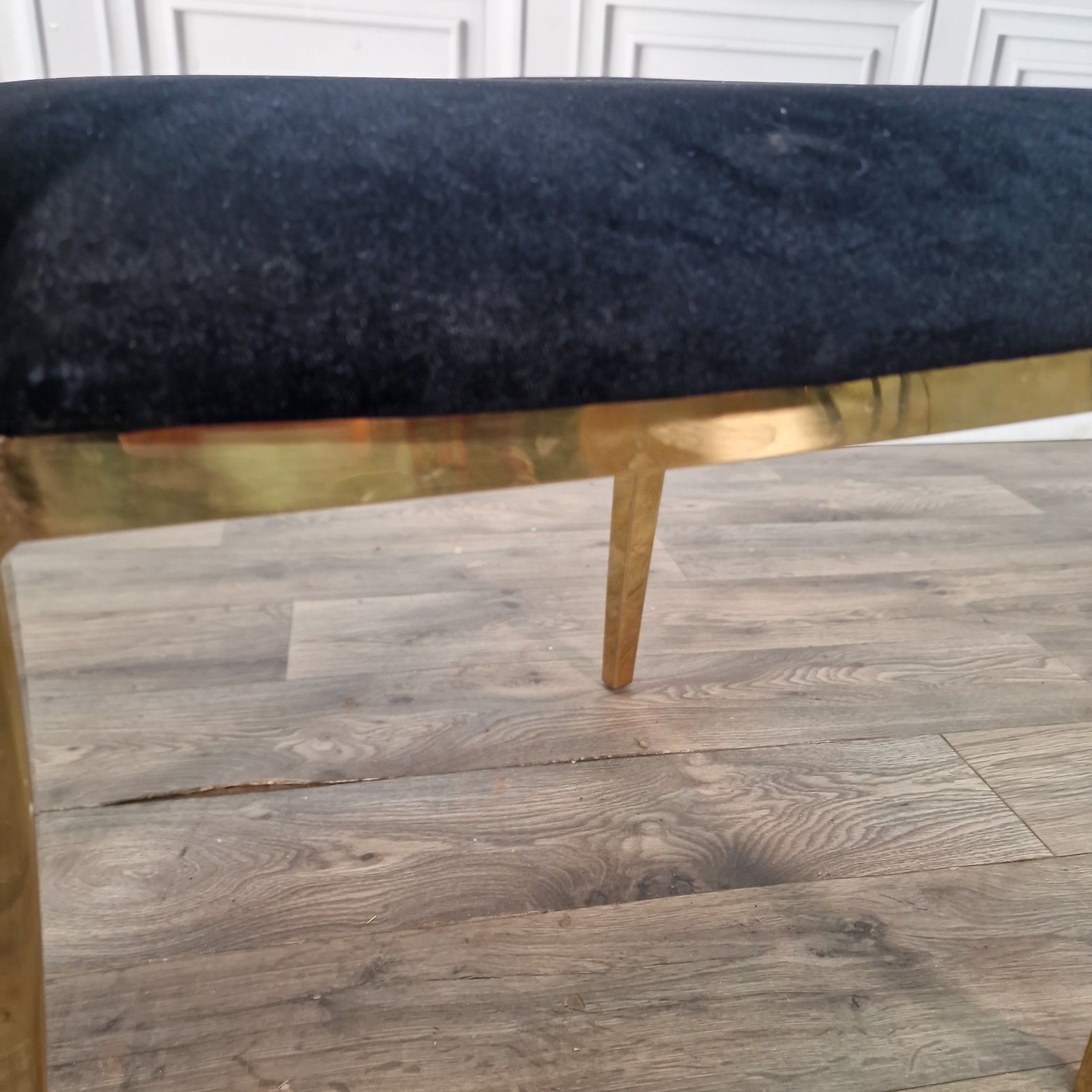 photo vinterior Vintage Dior Style Chair Gold Upholstered Dining Bedroom Seat Retro Mcm