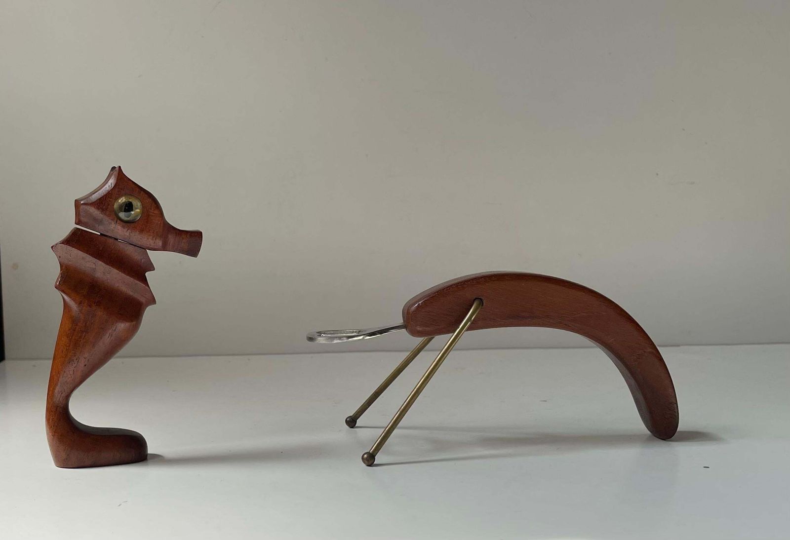 Vintage Danish Seahorse Corkscrew & Lobster Bottle Opener In Teak, 1960s photo Home Decor