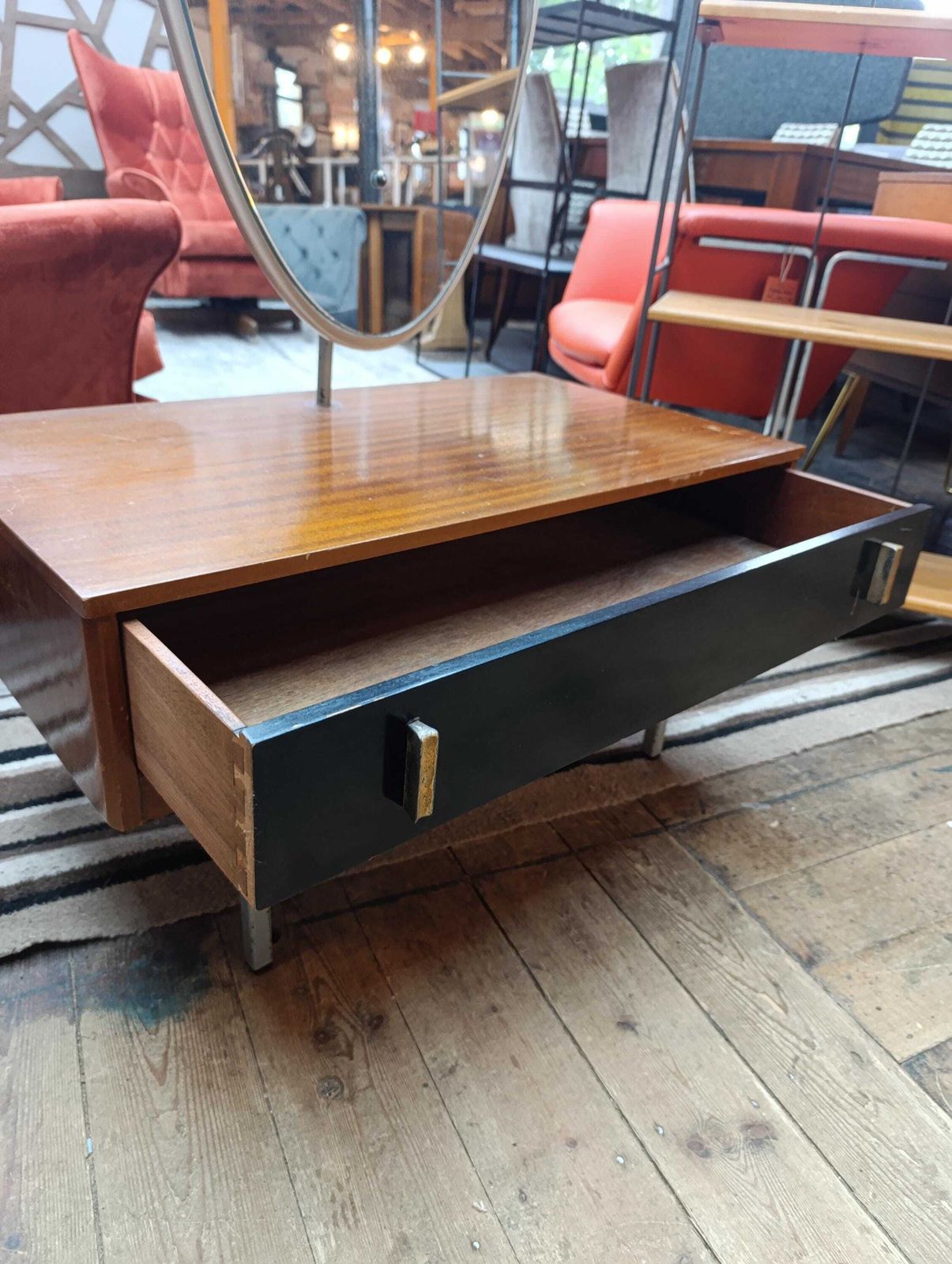 Early 1960s Lebus Dressing Table / Vanity Unit With Adjustable Oval Mirror photo vintage