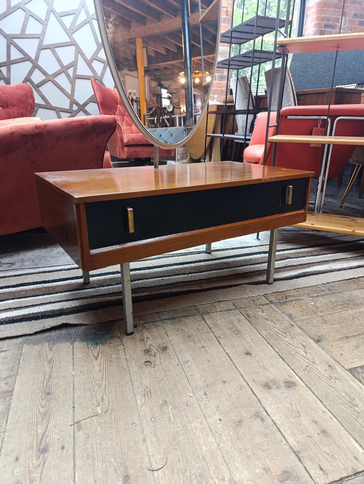 photo for sale Early 1960s Lebus Dressing Table / Vanity Unit With Adjustable Oval Mirror