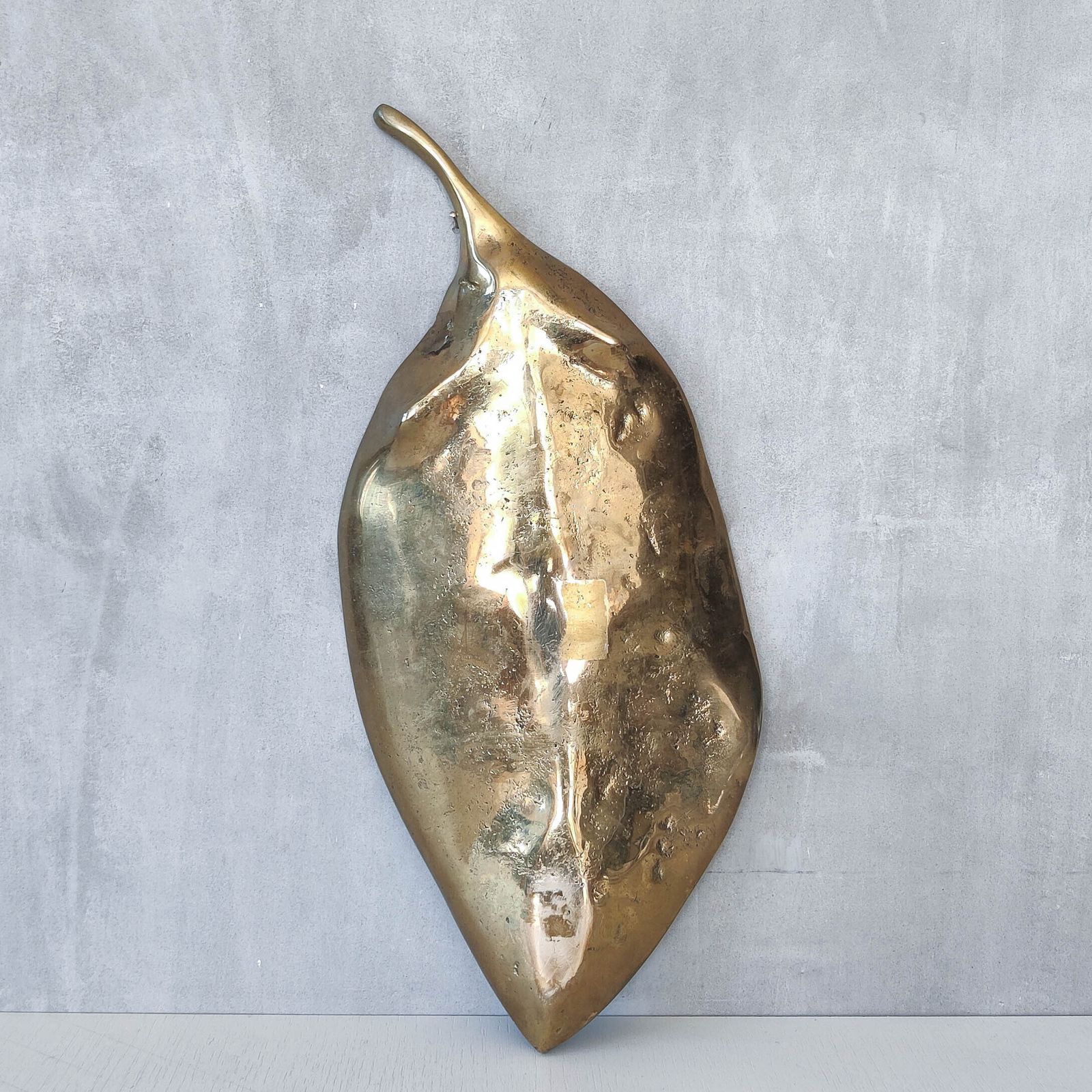 A David Marshall 1980s Brutalist Sand Cast Brass Large Sculptural Leaf Centrepiece photo 500.0