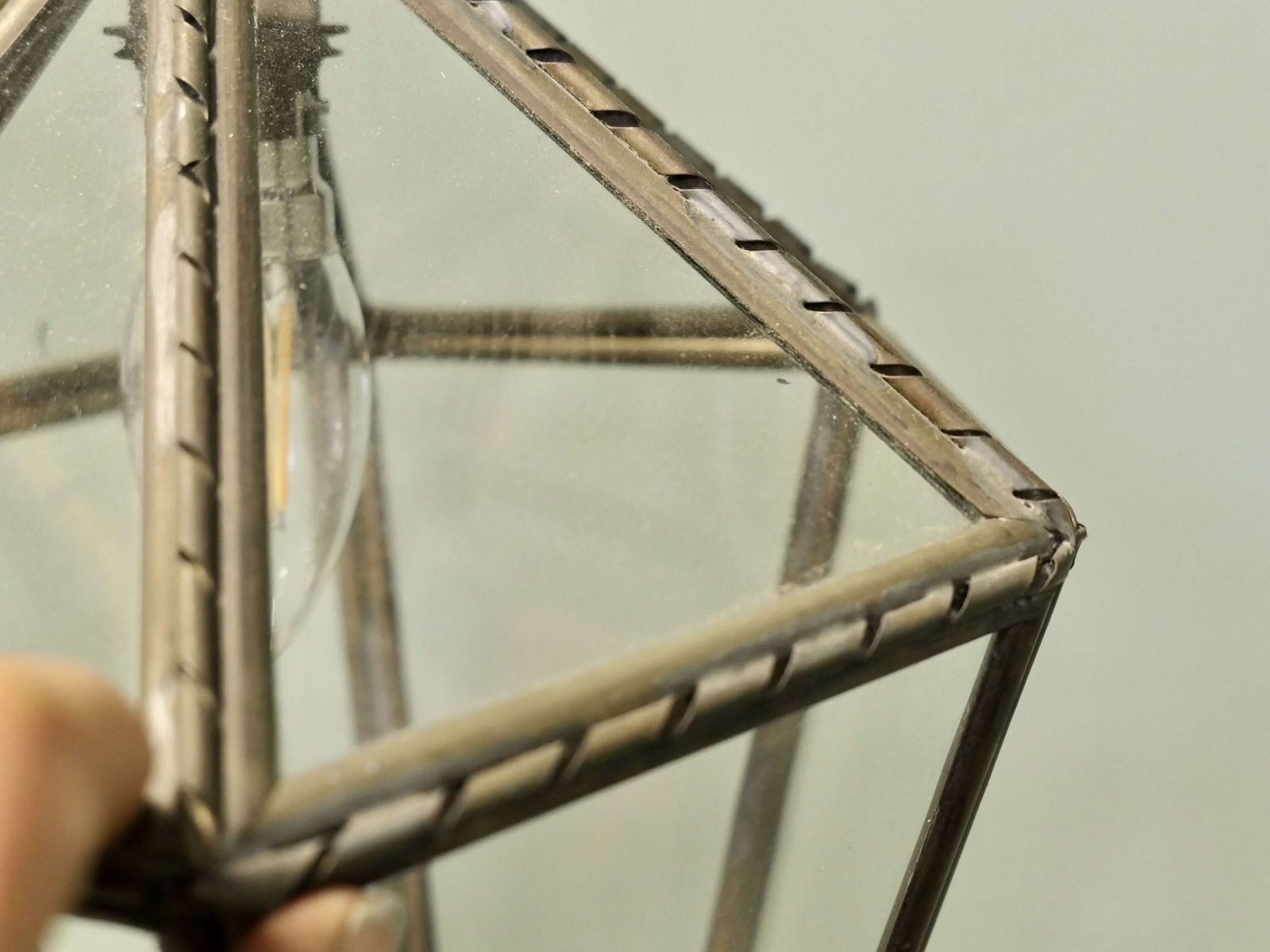 Arts And Crafts Brass & Glass Hall Lantern A Lovely Age Darkened Brass Lantern photo vinterior
