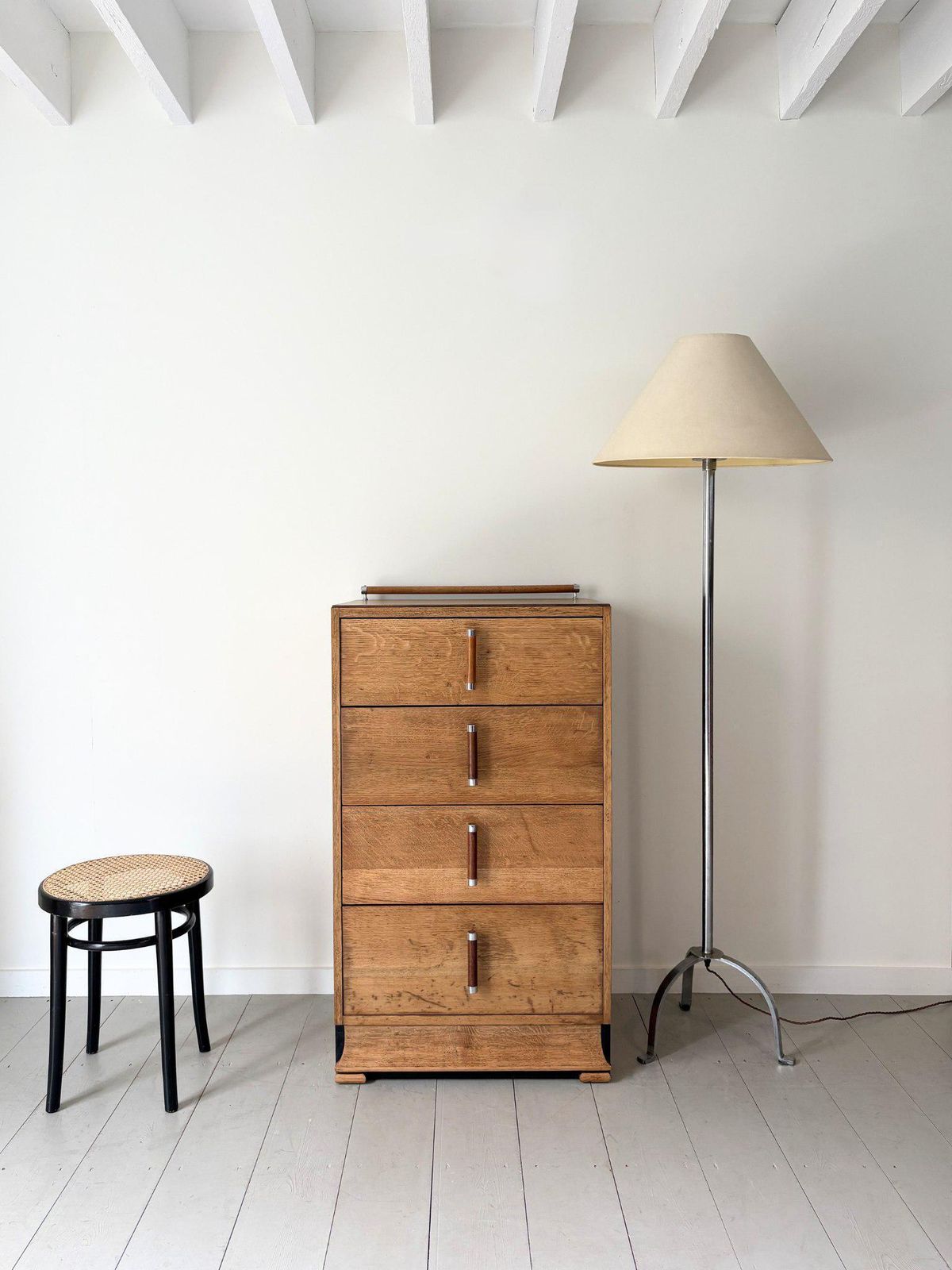 Art Deco Chest Of Drawers Dresser With Chrome Details
