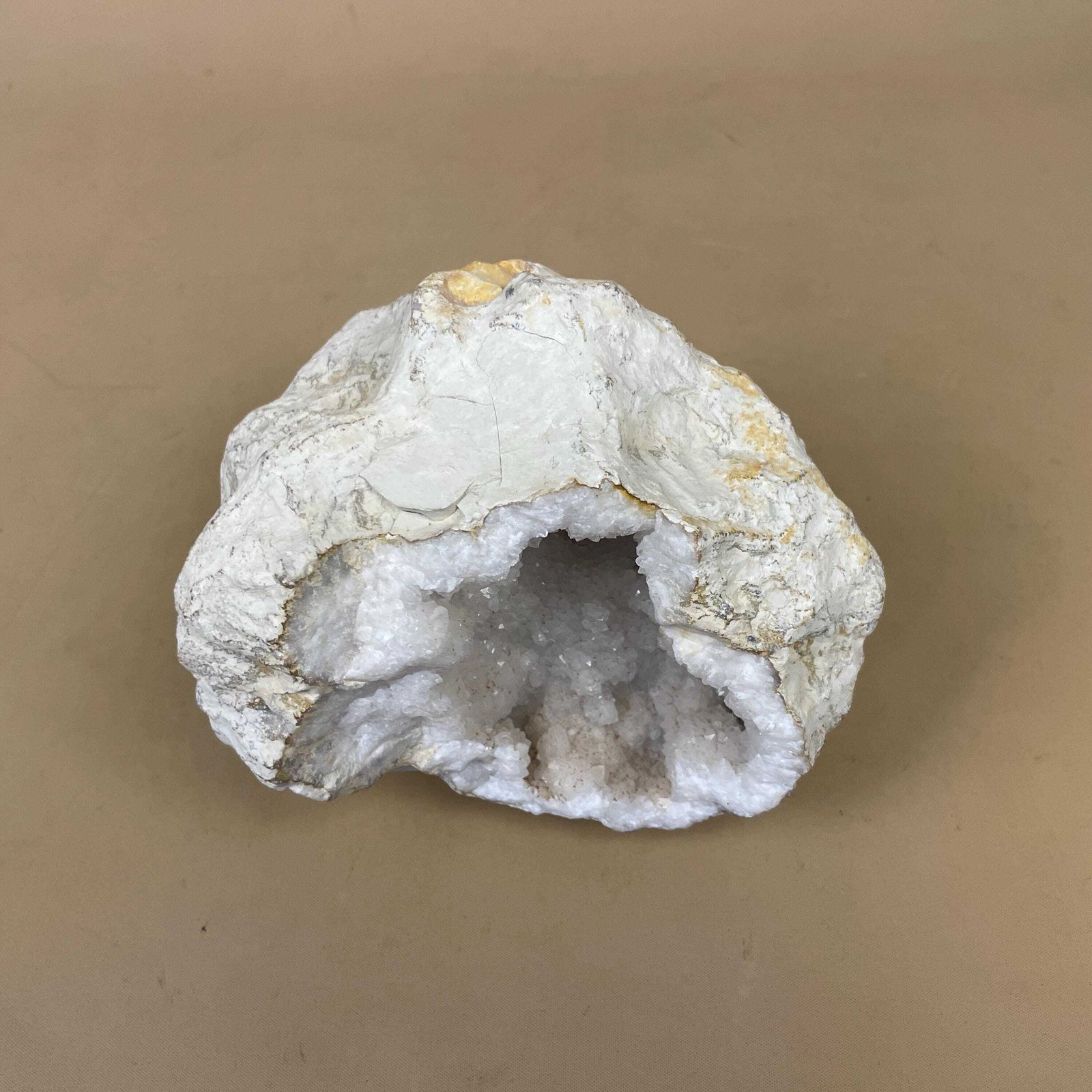 Quartz Crystal Geode Large Natural Mineral Specimen White Druzy Rock Collectible Display Stone Ornament For Shelf Or Table photo for sale