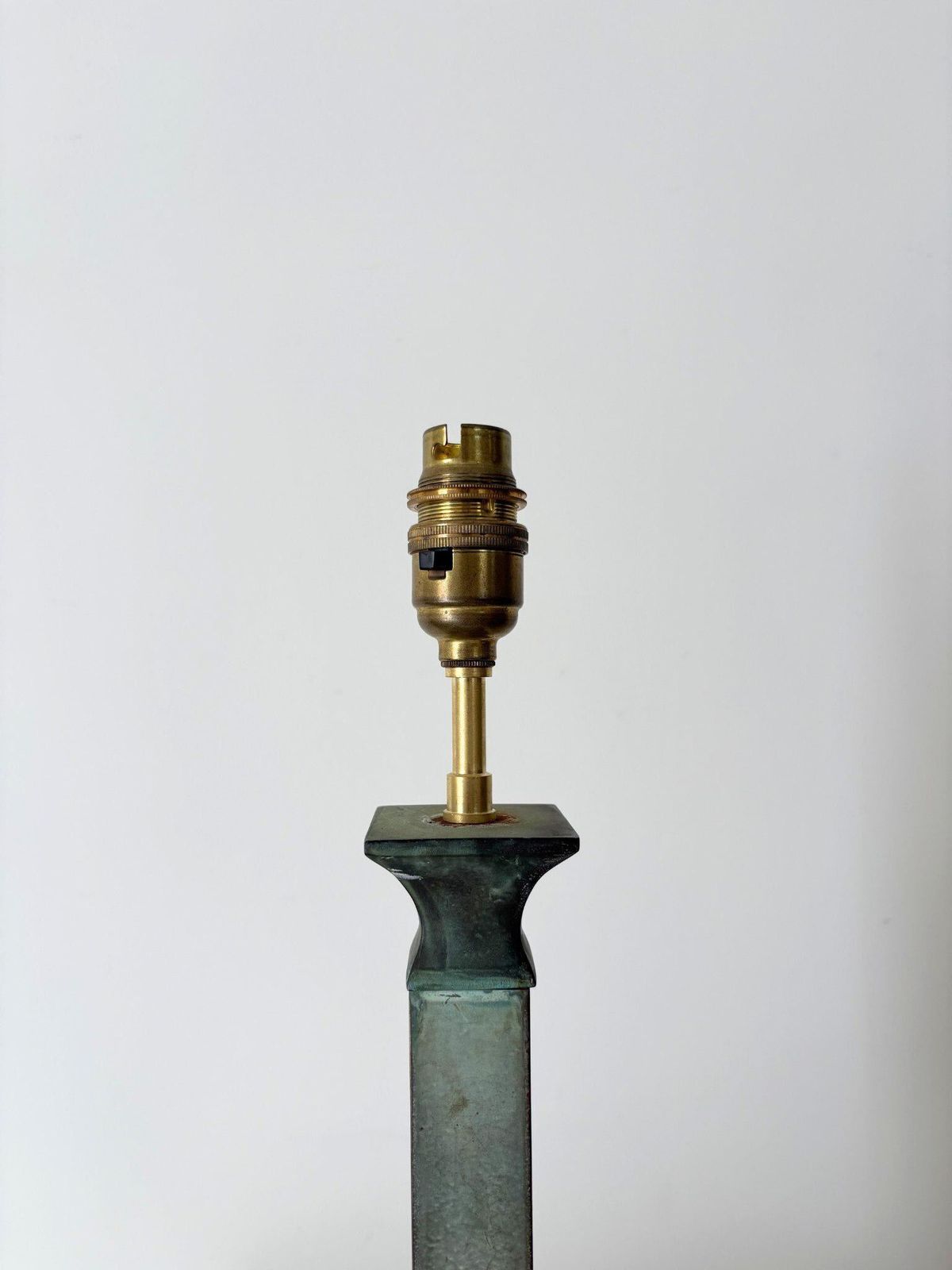 Verdigris Column Table Lamp In Green Cast Metal photo for sale