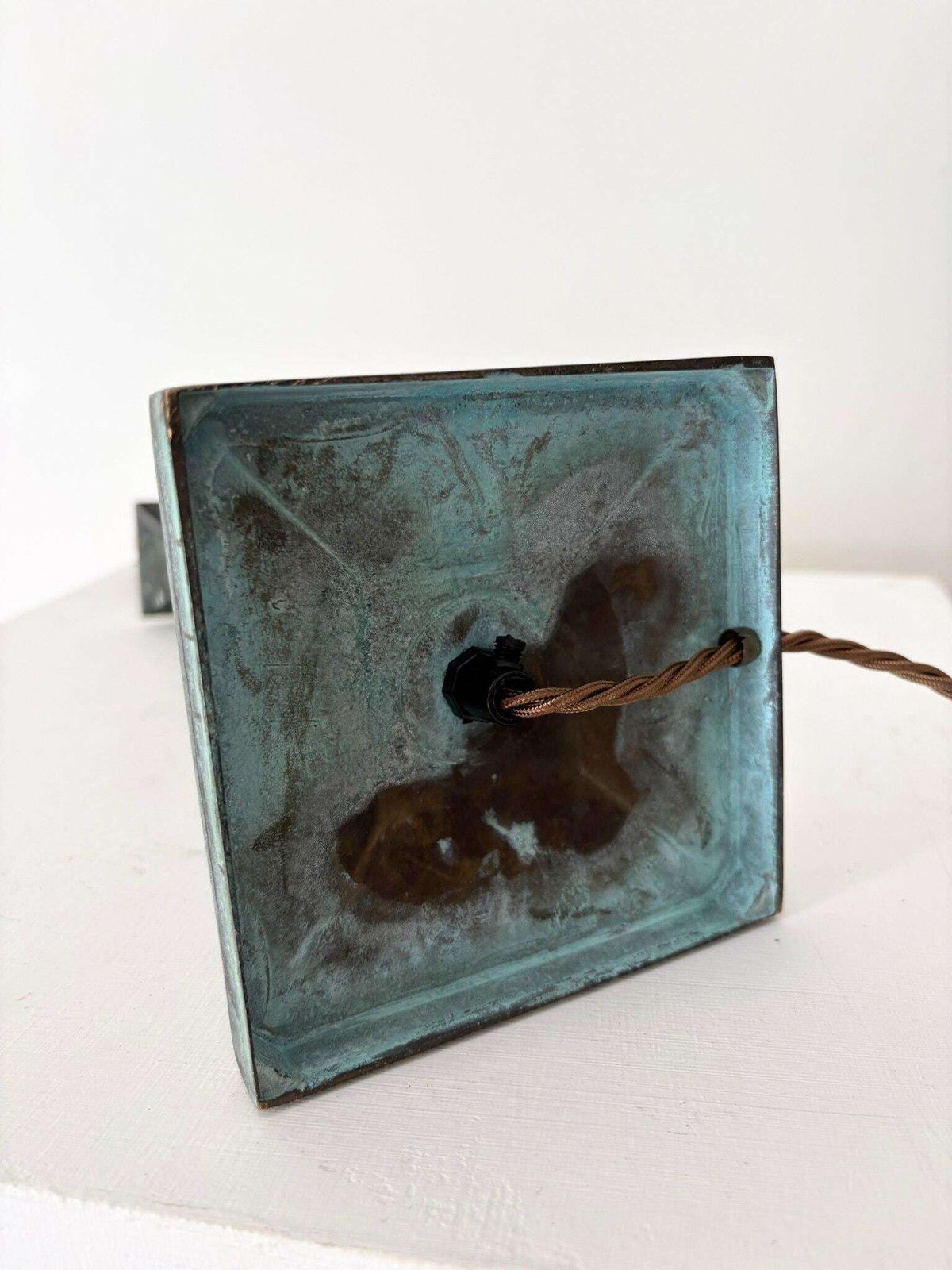 Verdigris Column Table Lamp In Green Cast Metal photo buy