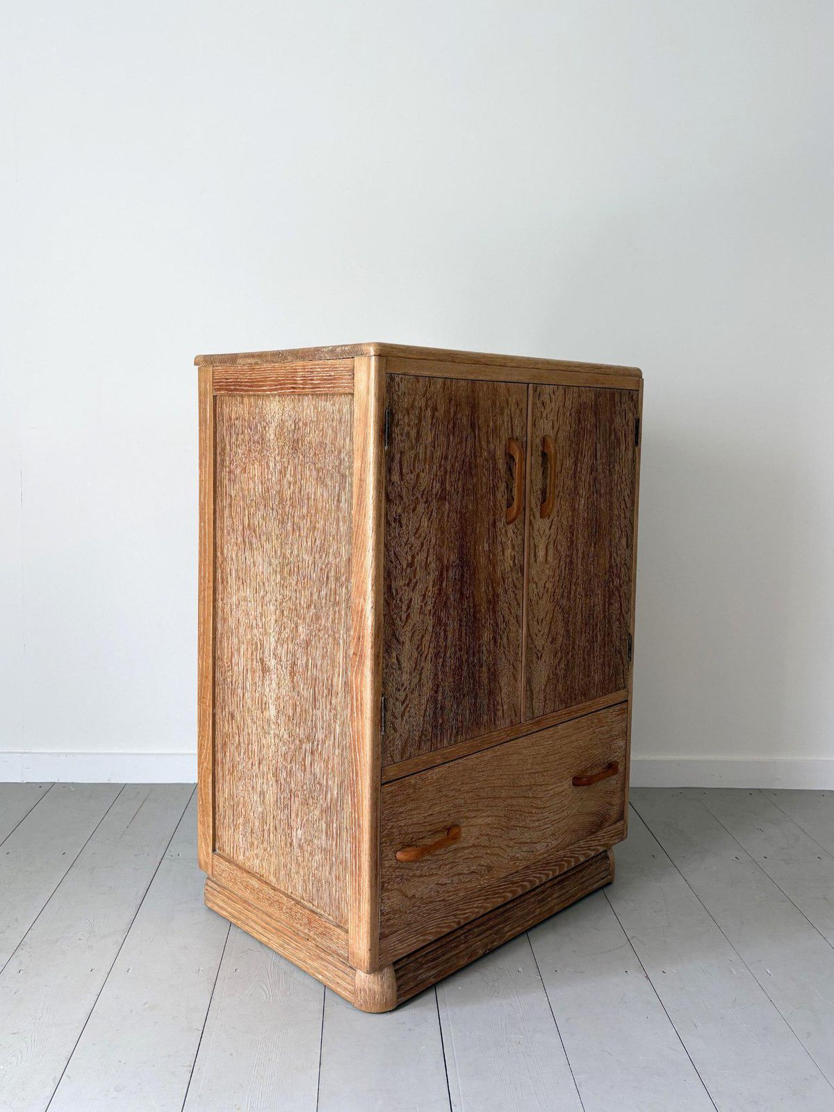 1930s Limed Oak Tallboy Cabinet With Drawers photo 1850.0