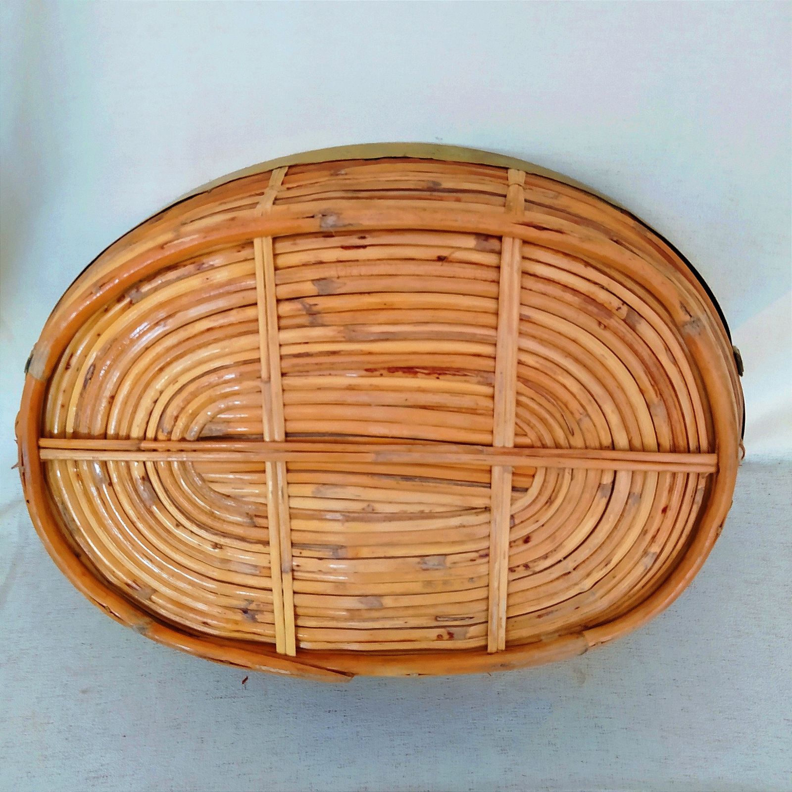 1970's Large Pencil Reed Basket. photo Home Decor