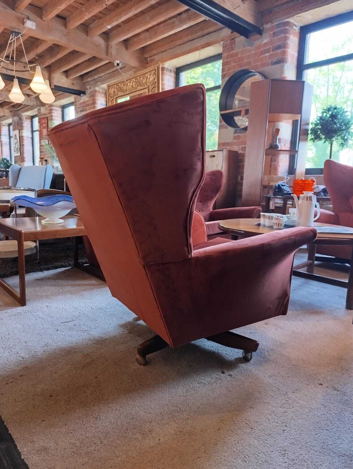 Rare 1960s G Plan Blofeld Swivel And Tilt Three Piece Suite  Fully Restored In Burnt Orange Velvet photo 4995.0