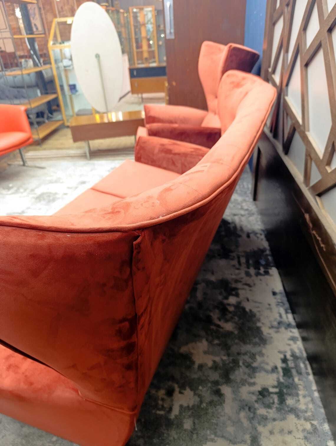 photo furniture Rare 1960s G Plan Blofeld Swivel And Tilt Three Piece Suite  Fully Restored In Burnt Orange Velvet