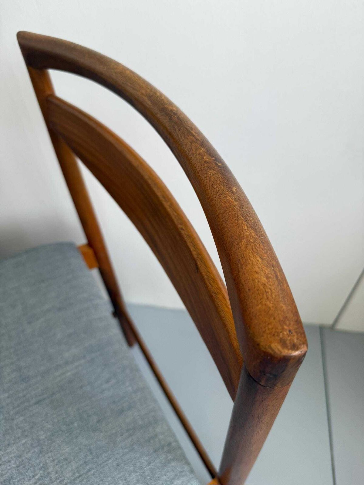 Set Of 4 Teak McIntosh Mid Century Dining Chairs With Grey Kvadrat Seats photo for sale