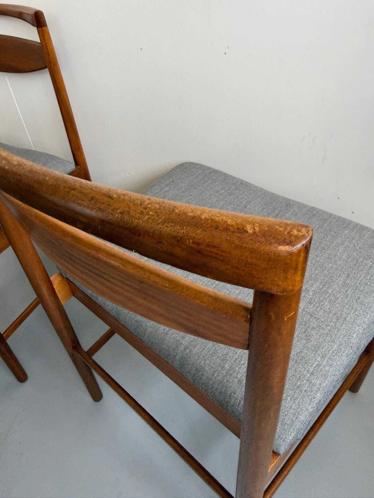 Set Of 4 Teak McIntosh Mid Century Dining Chairs With Grey Kvadrat Seats photo Furniture