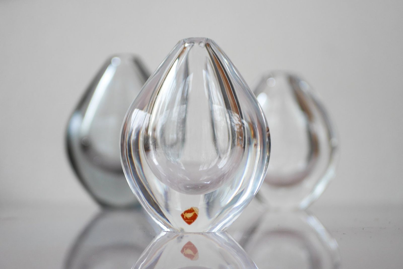 Vases en verre cristal Lucid Drop, Sven Palmqvist pour Orrefors, Suède, années 1950, lot de 3 photo Décoration