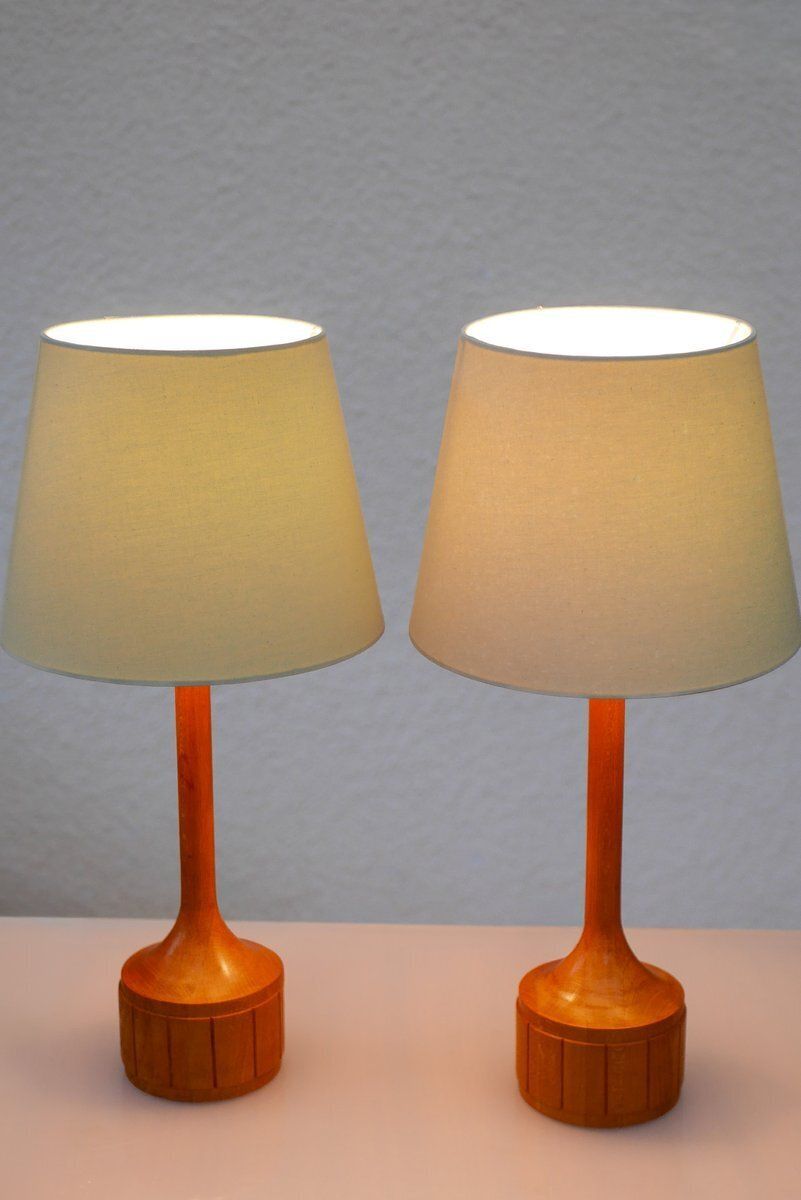 Scandinavian Oak Table Lamps From Elpe, Set Of 2 photo 695.0