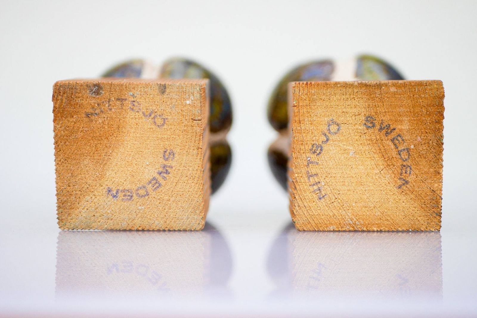 Ceramic And Wood Candleolders From Nittsjö, Sweden, 1970s, Set Of 2 photo 365.0