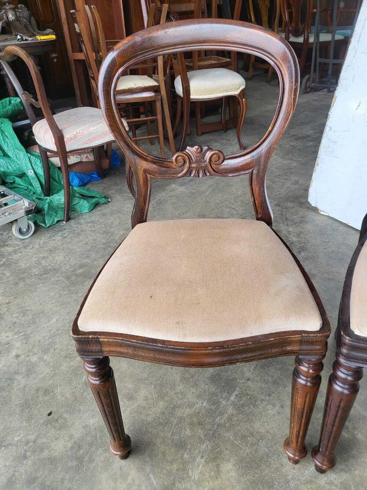 Antique Repro 4 Balloon Back Dining Chairs Cream photo 220.0
