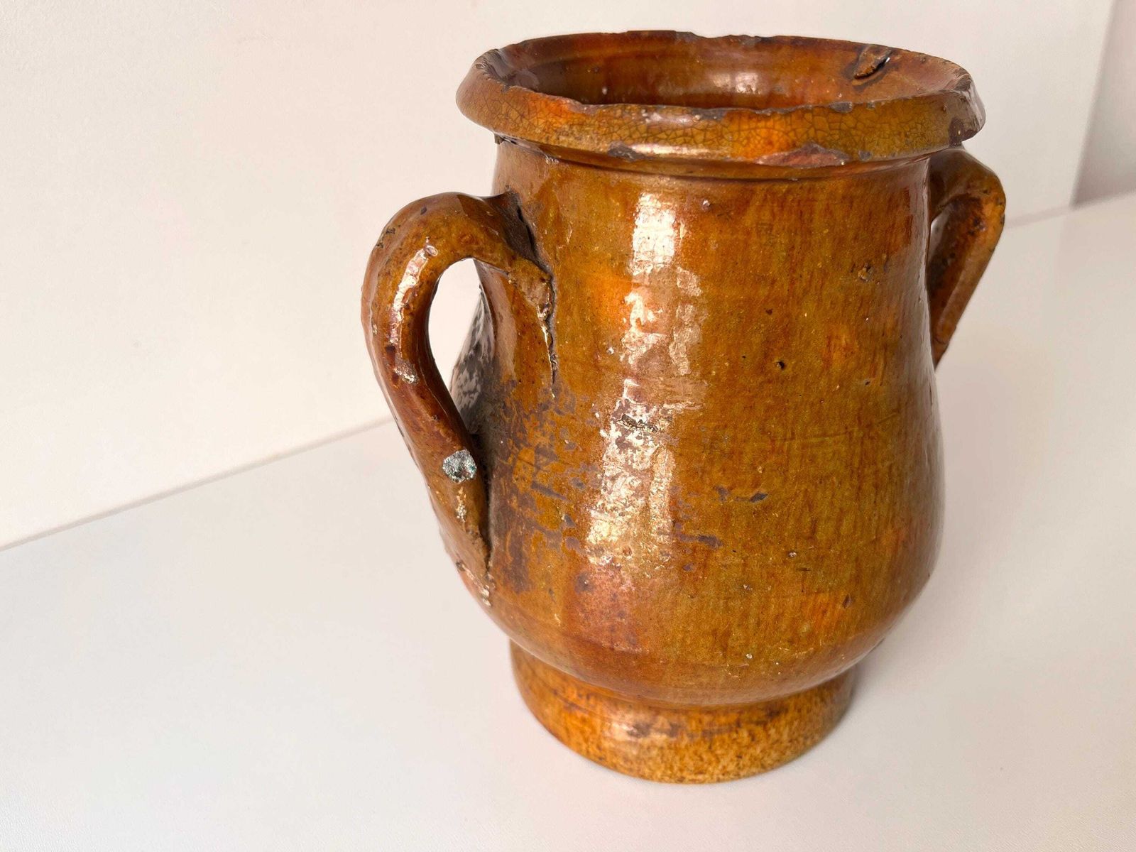 Antieke Franse terracotta confituurpot, 19e eeuw, geglazuurde voorraadpot, keukendecoratie photo buy