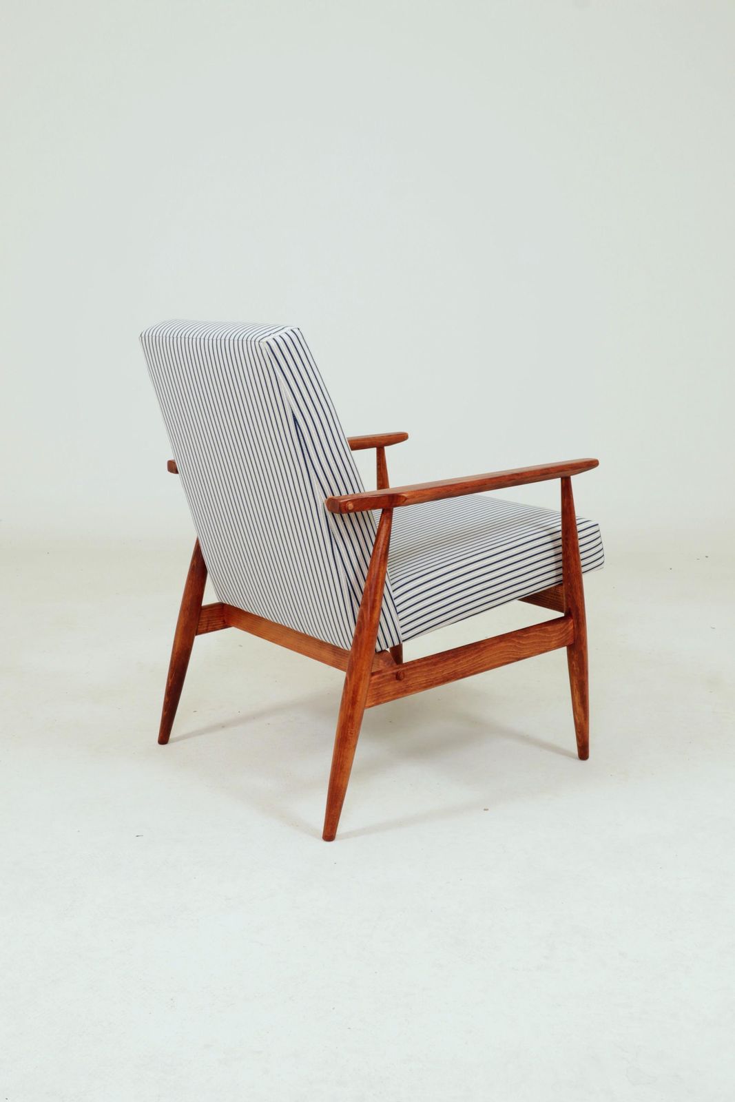 Lounge Chair With Footstool Vintage Stripe Fabric Mid Century Design, 1960 photo vintage
