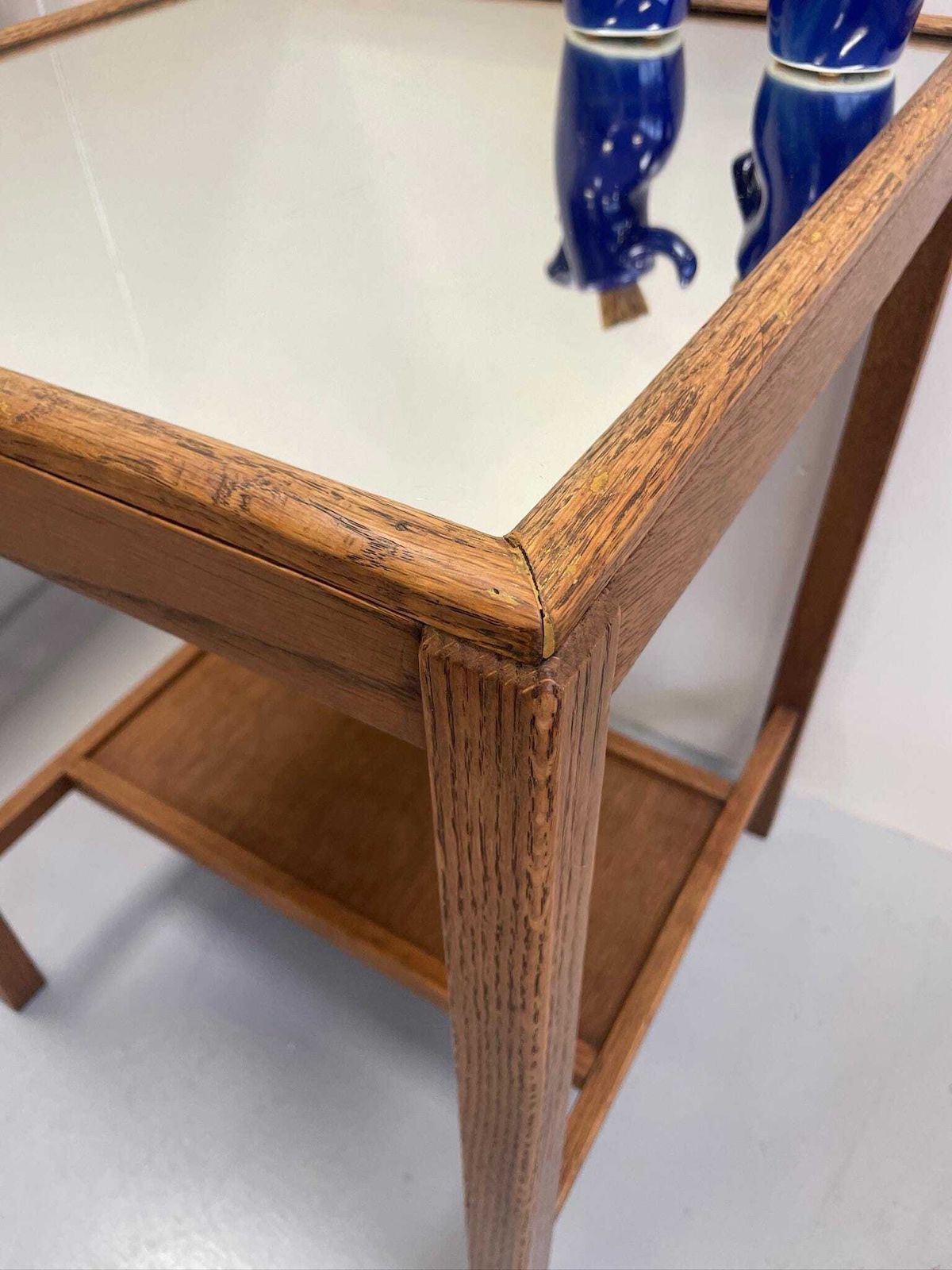 Utility Cc41 Oak Mid Century Modernist Side Table With Mirrored Top photo Furniture