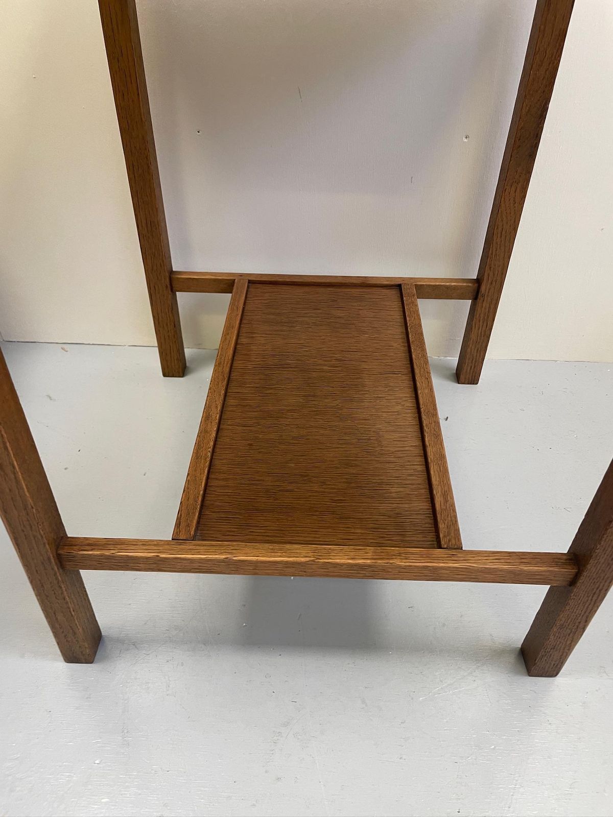 Utility Cc41 Oak Mid Century Modernist Side Table With Mirrored Top photo vintage