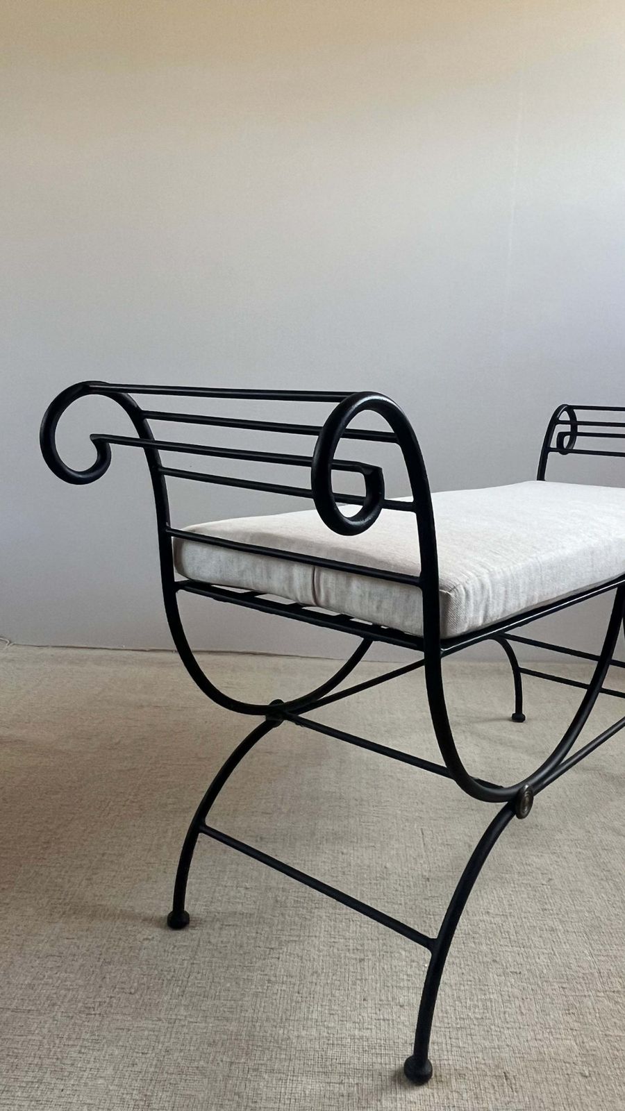 French Wrought Iron Curule Bench photo for sale